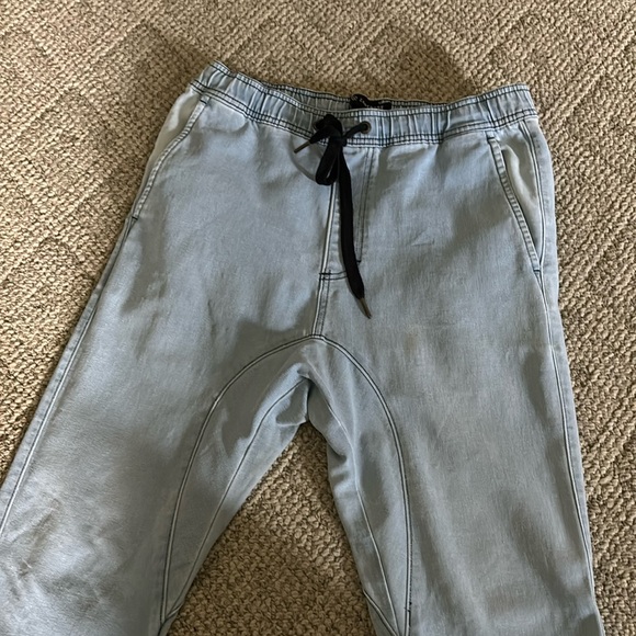 Zanerobe drop crotch jogger faded stretch denim pant - Picture 2 of 9